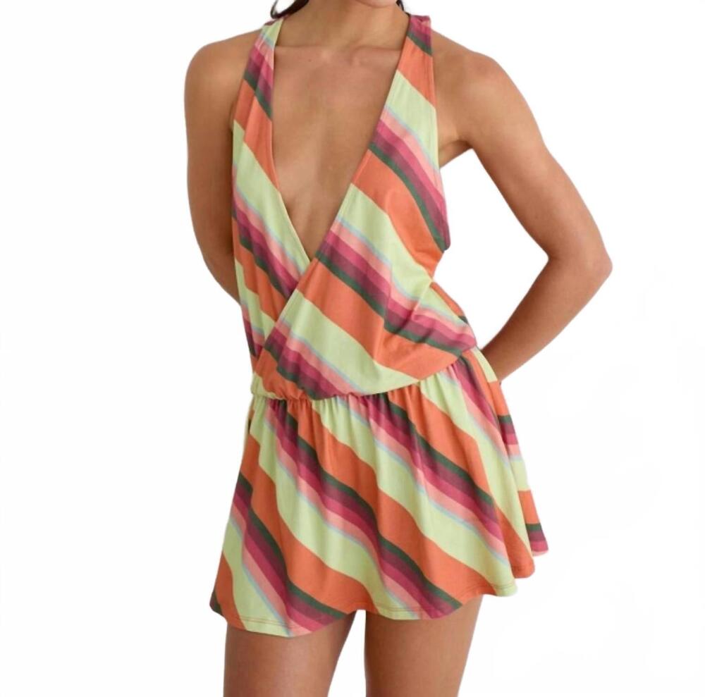 NEW MOTEL ROCKS pippey racerback minidress in mixed stripe orange